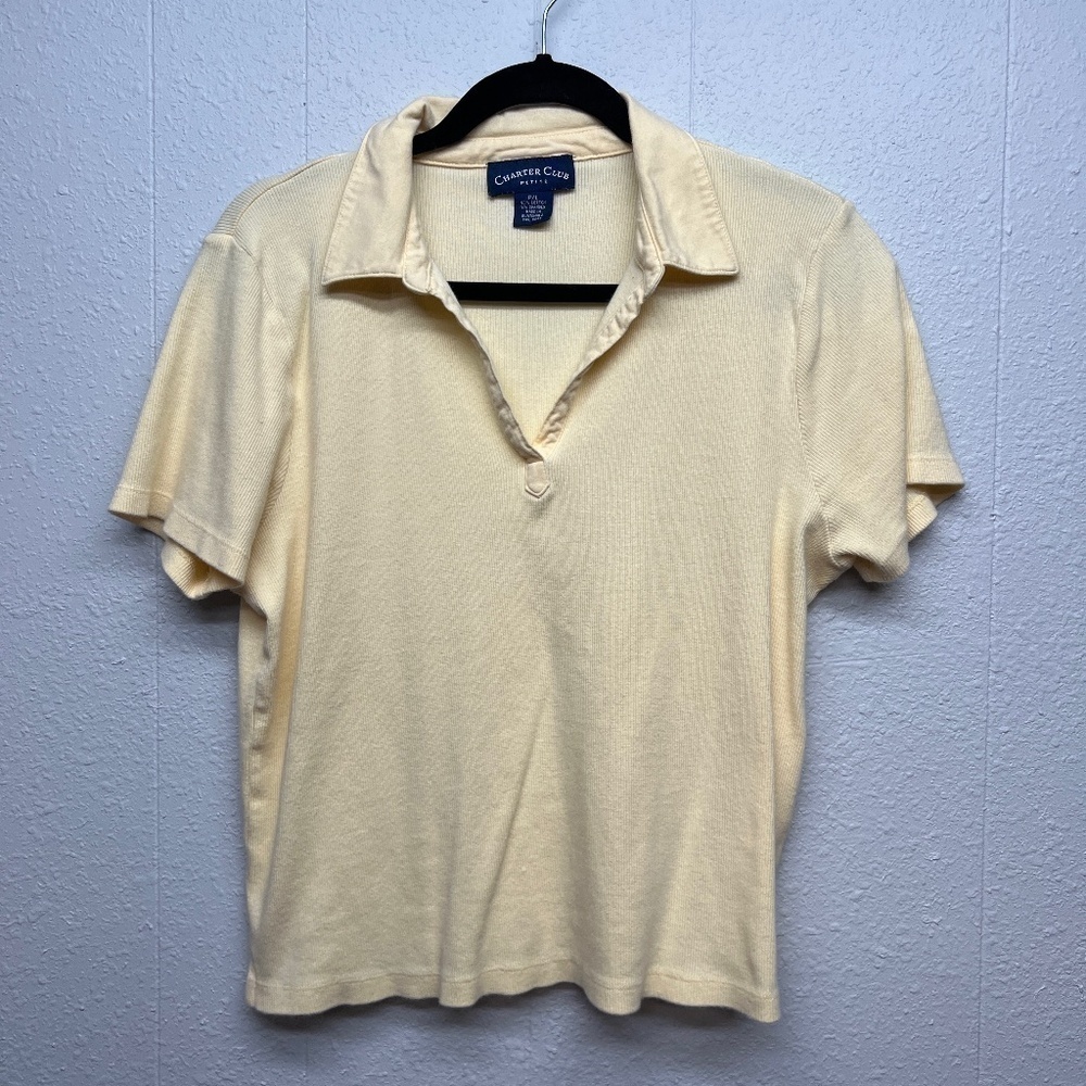 Charter Club Y2K 90s Vintage Grunge Light Academia Womens Polo Shirt Size LP